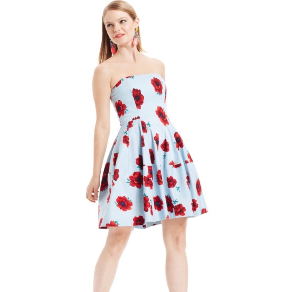 Betsey Johnson blue dress red flowers size 12